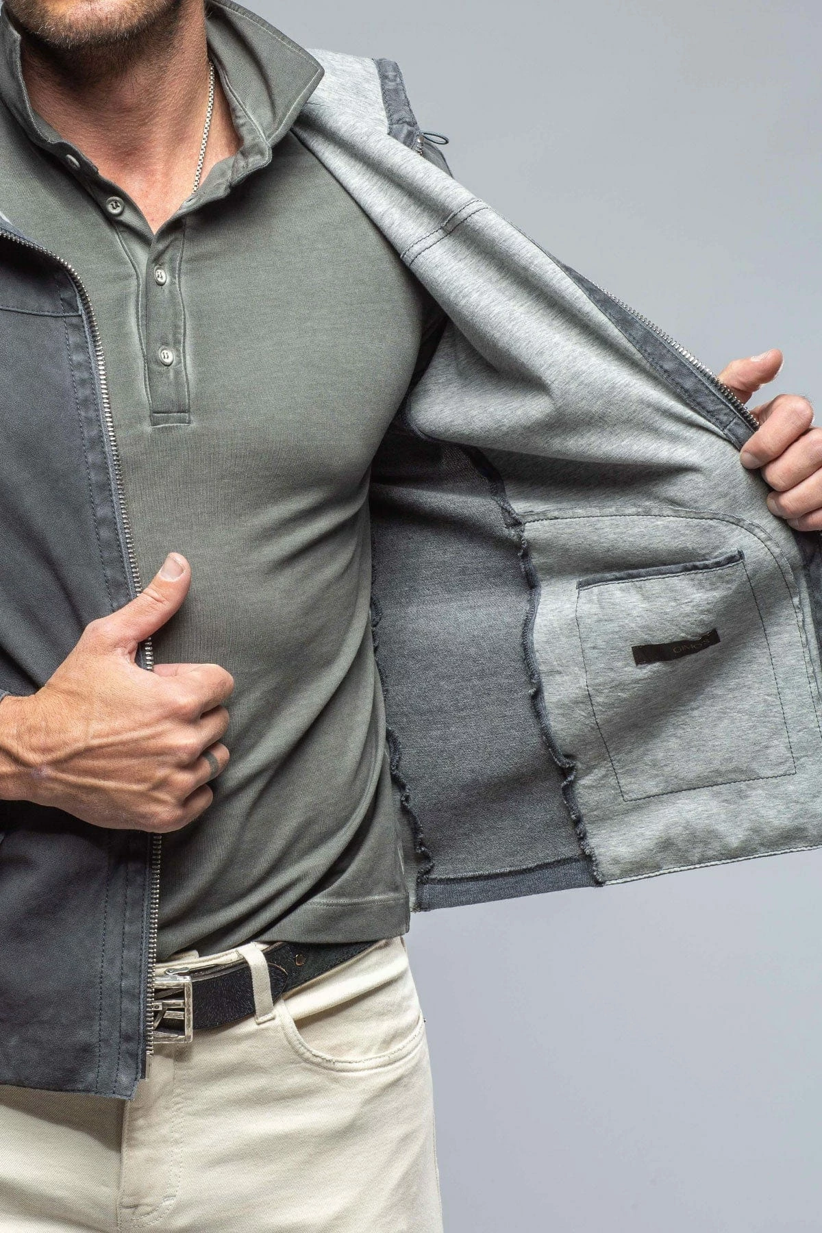 Donnarumma Suede Jacket In Denim Blue 6 Donnarumma Suede Jacket In Denim Blue - Image 6