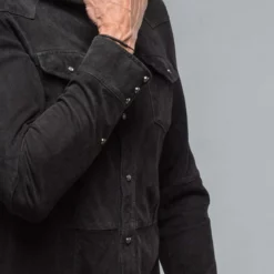 Este Suede Snap Shirt In Black -Dune Shop gimo s este suede snap shirt in black mens outerwear leather axels vail 38486029304042