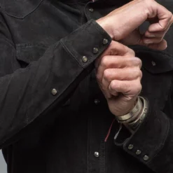 Este Suede Snap Shirt In Black -Dune Shop gimo s este suede snap shirt in black mens outerwear leather axels vail 38486029598954