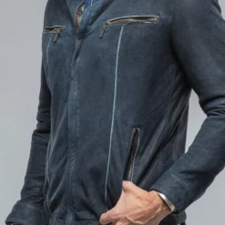 Farneta Suede Moto In Blue -Dune Shop gimo s farneta suede moto in blue mens outerwear leather axels vail 38620511502570