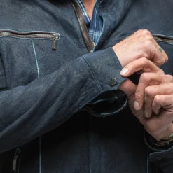 Farneta Suede Moto In Blue -Dune Shop gimo s farneta suede moto in blue mens outerwear leather axels vail 38620511633642