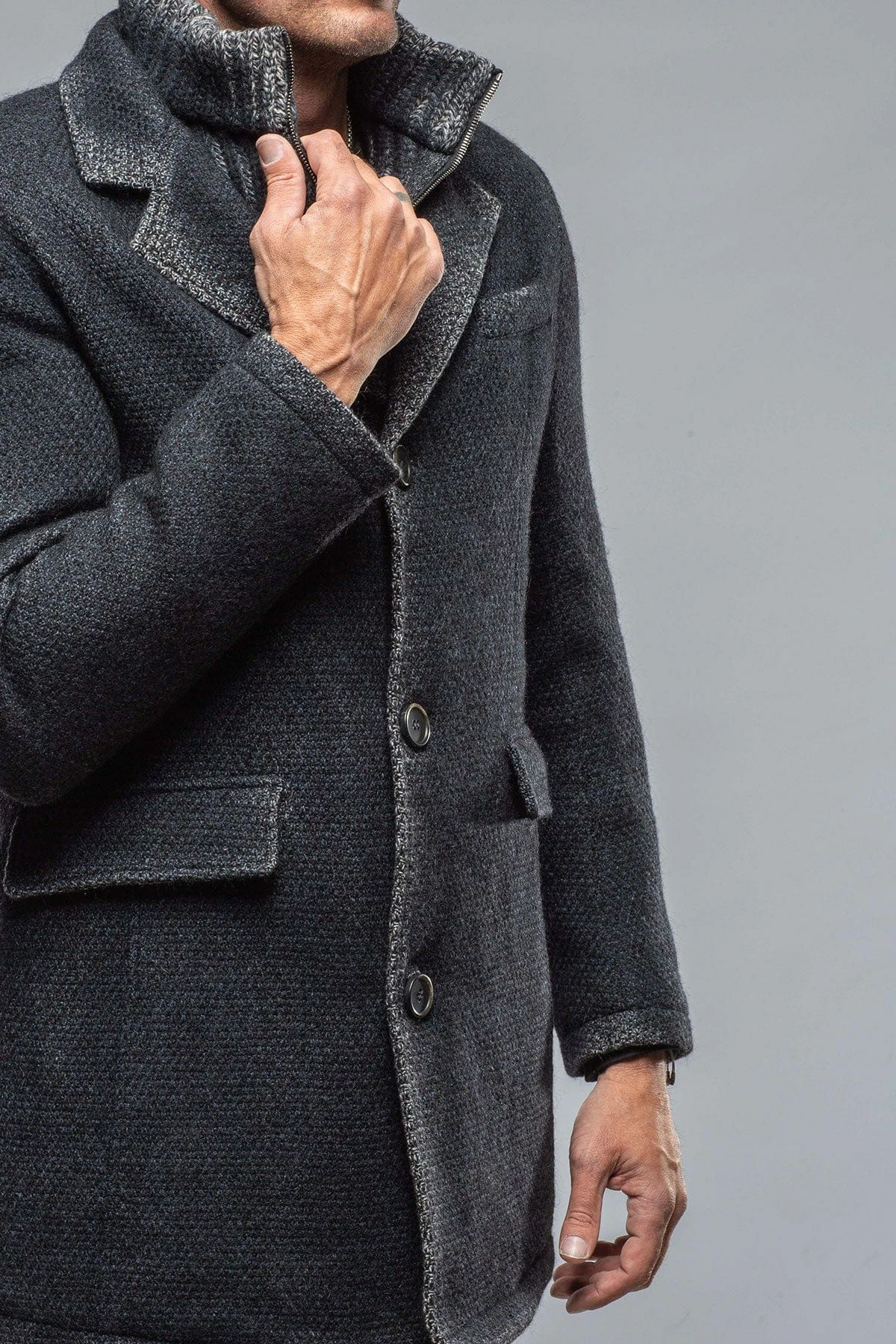 Leon Knitted Jacket In Navy 3 Leon Knitted Jacket In Navy - Image 3