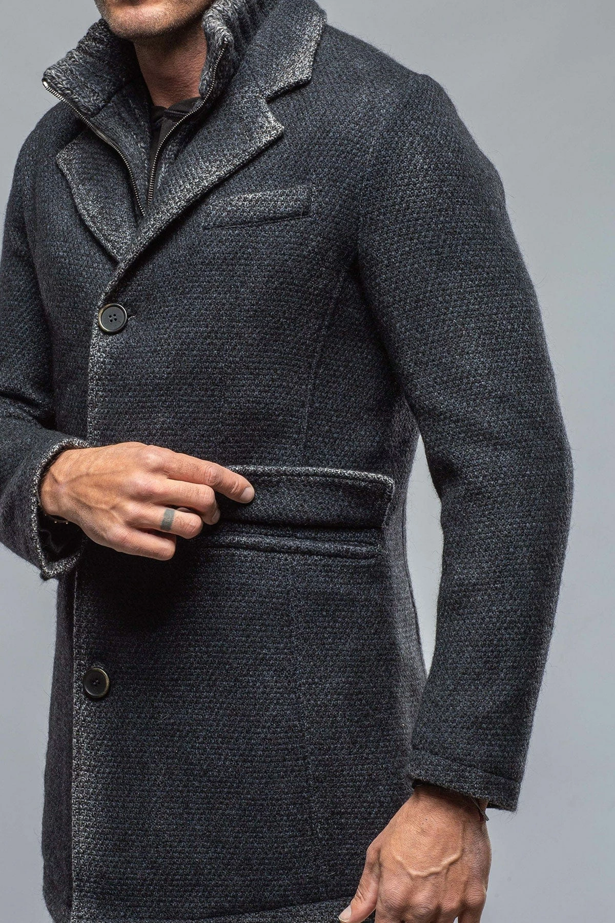 Leon Knitted Jacket In Navy 2 Leon Knitted Jacket In Navy - Image 2