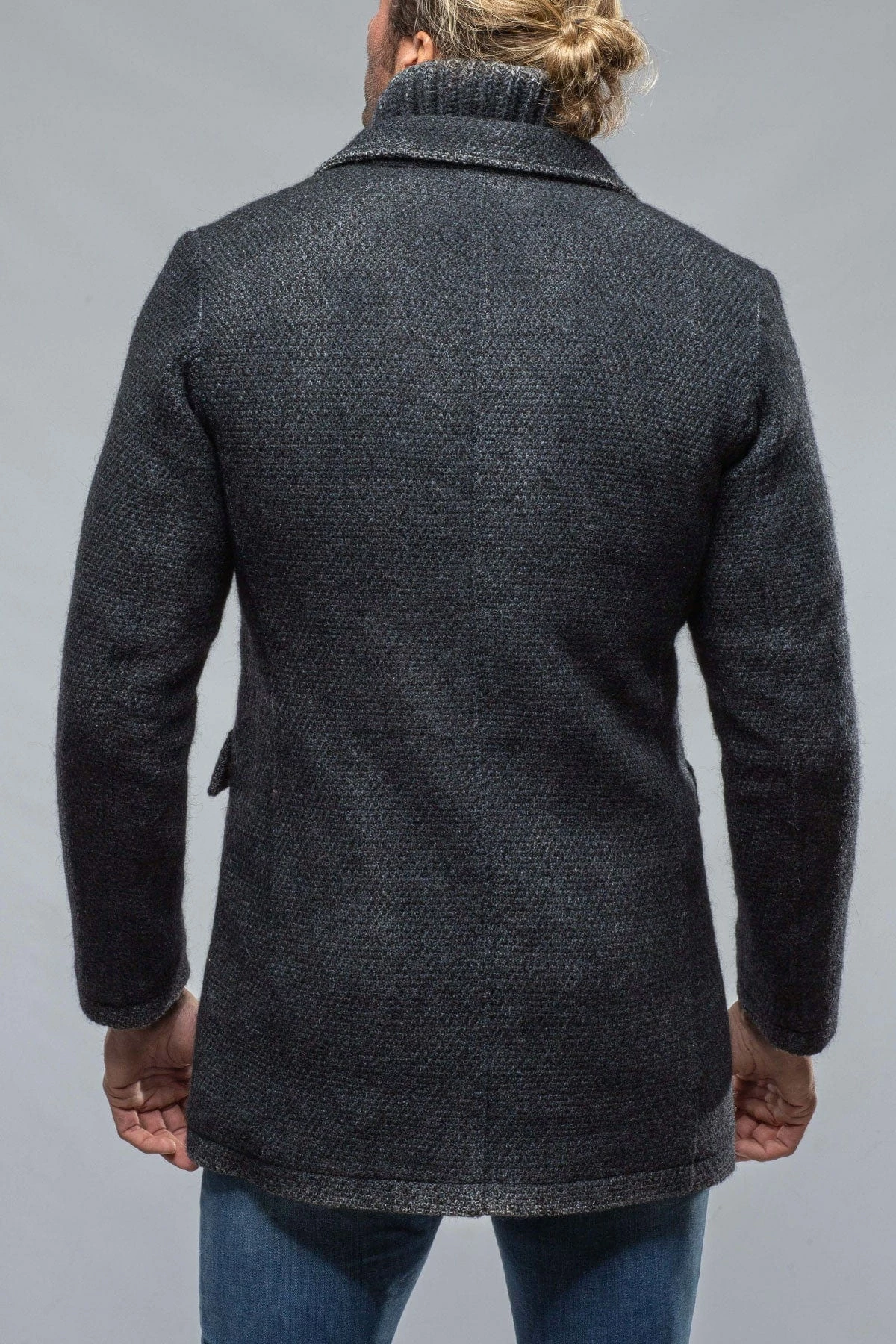 Leon Knitted Jacket In Navy 4 Leon Knitted Jacket In Navy - Image 4