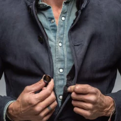 Piney Shearling In Navy -Dune Shop gimo s piney shearling in navy mens outerwear shearling axels vail 38336929562858