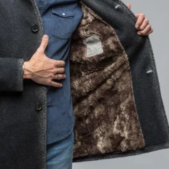 Winston Shearling Trim Coat In Washed Navy -Dune Shop gimo s winston shearling trim coat in washed navy mens outerwear cloth axels vail 38663036993770