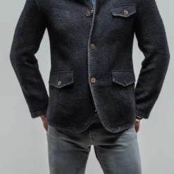 Wren Wool Coat W/ Zipper In Navy