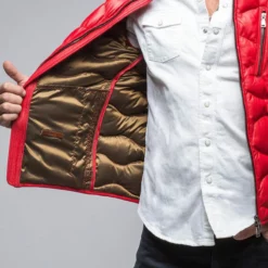 Heinzer Leather Puffer In Red -Dune Shop heinz bauer heinzer leather puffer in red mens outerwear leather axels vail 38802061983978