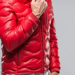 Heinzer Leather Puffer In Red -Dune Shop heinz bauer heinzer leather puffer in red mens outerwear leather axels vail 38802062016746