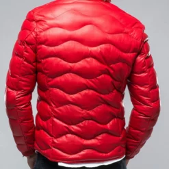 Heinzer Leather Puffer In Red -Dune Shop heinz bauer heinzer leather puffer in red mens outerwear leather axels vail 38802062049514