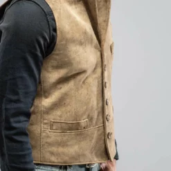 Meindl Trapp Notch Collared Vest In Vintage Grey -Dune Shop meindl trapp notch collared vest in vintage grey mens outerwear leather axels vail 28648062812349