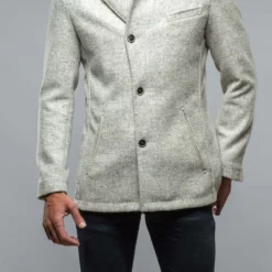 Tasman Topcoat With Snakeskin Trim -Dune Shop robert comstock tasman top coat with snake skin trim mens outerwear cloth axels vail 38114736439530