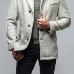 Tasman Topcoat With Snakeskin Trim -Dune Shop robert comstock tasman top coat with snake skin trim mens outerwear cloth axels vail 38114736996586