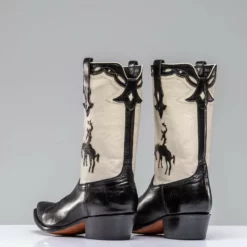 Big Bronc Boot In White And Black -Dune Shop stallion boots big bronc boot in white and black mens cowboy boots axels vail 28792817320125