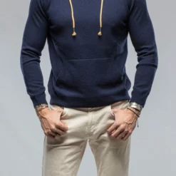 Florio Hooded Cashmere Sweater In Navy