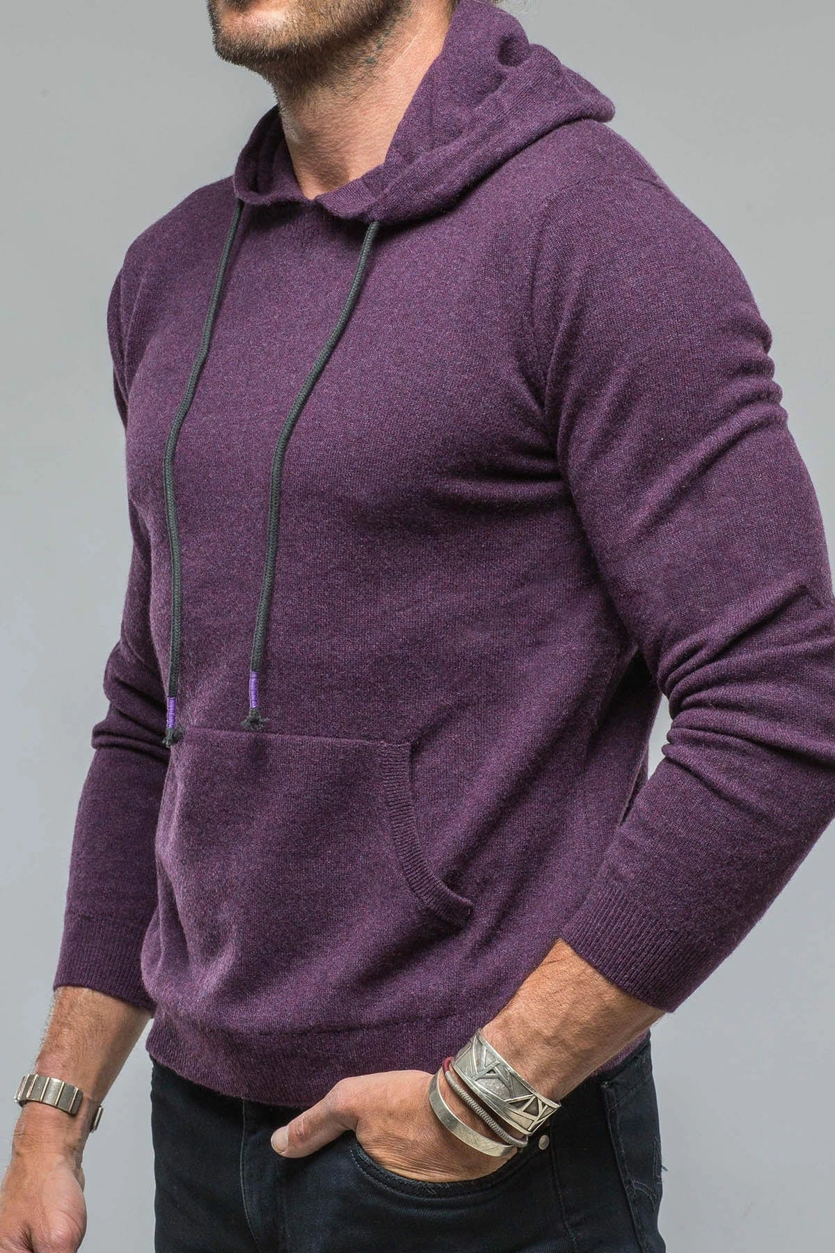 Florio Hooded Cashmere Sweater In Purple 2 Florio Hooded Cashmere Sweater In Purple - Image 2